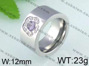 Stainless Steel Stone&Crystal Ring   - KR24409-K