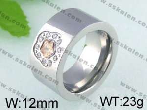 Stainless Steel Stone&Crystal Ring   - KR24411-K