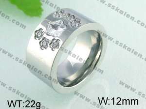 Stainless Steel Stone&Crystal Ring   - KR24591-K