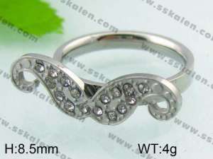 Stainless Steel Stone&Crystal Ring - KR25726-K