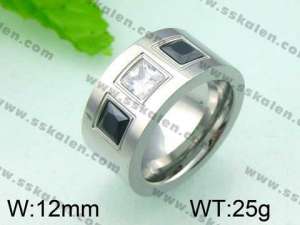 Stainless Steel Stone&Crystal Ring - KR28338-K