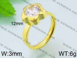 Stainless Steel Stone&Crystal Ring - KR29975-K