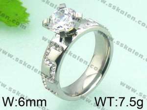 Stainless Steel Stone&Crystal Ring - KR30350-K