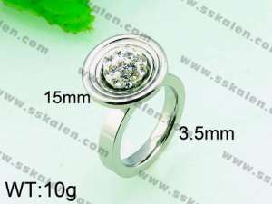 Stainless Steel Stone&Crystal Ring - KR31279-K