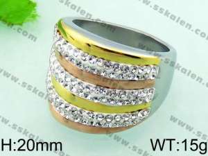 Stainless Steel Stone&Crystal Ring - KR32152-L