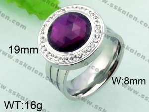 Stainless Steel Stone&Crystal Ring - KR32749-Z